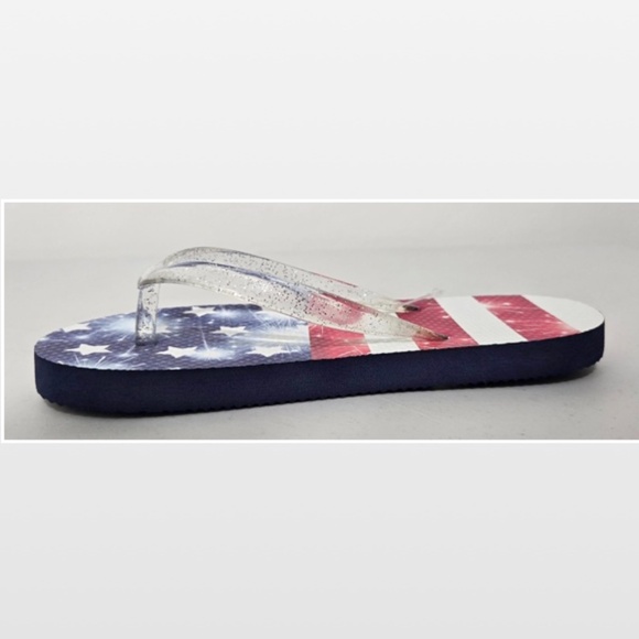 New Shoes Girls Flip Flops Kids Stars Patriotic USA American NWT - Picture 4 of 16